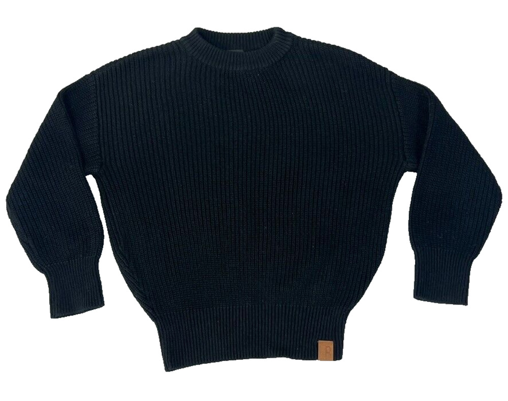 Little Bipsy Collection Sweater Kids Girl 8 Chunky Black Crew Neck Rib Knit